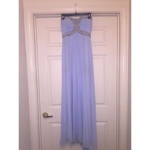 Light blue strapless gown